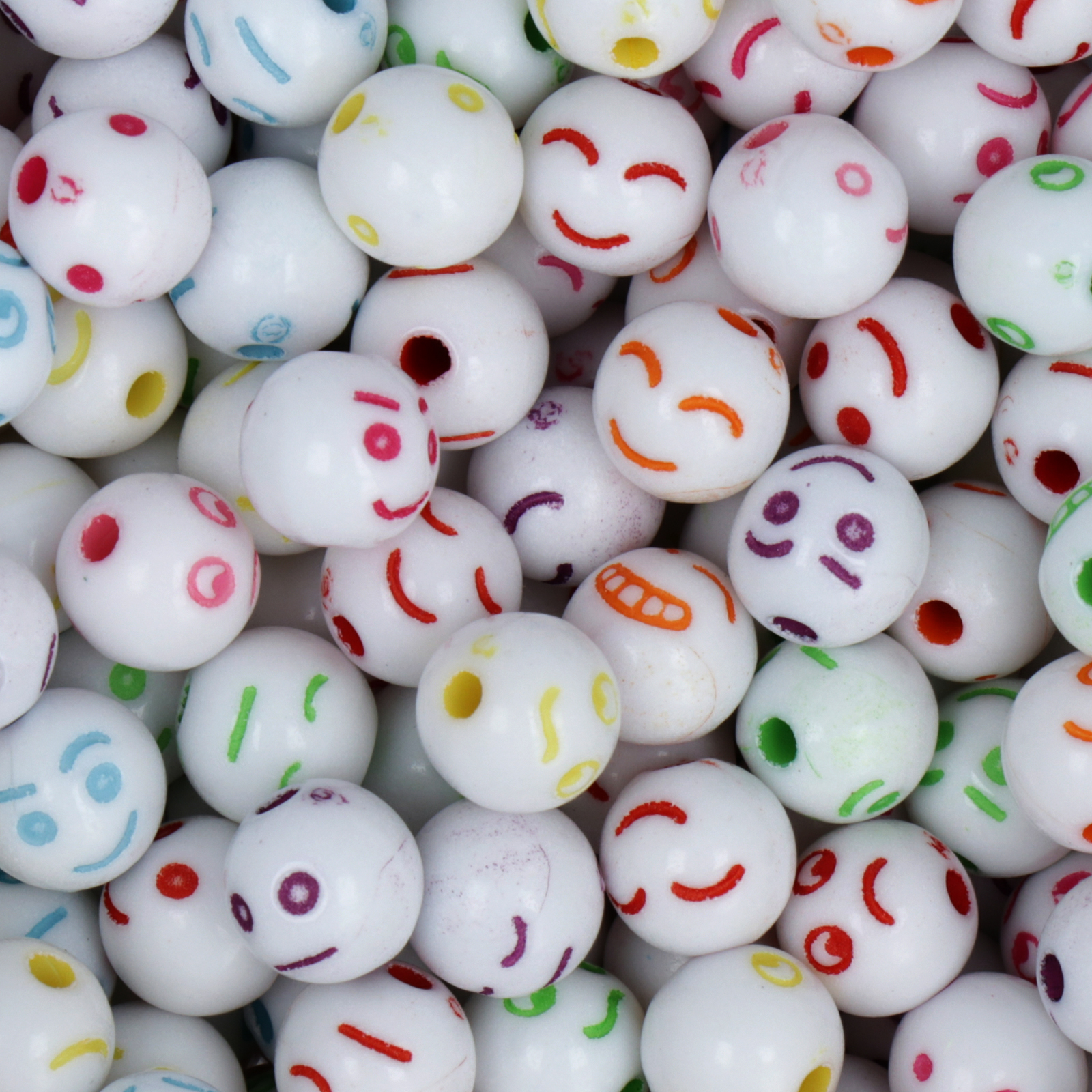 acrylic beads emoticon white round 8mm | 150pc