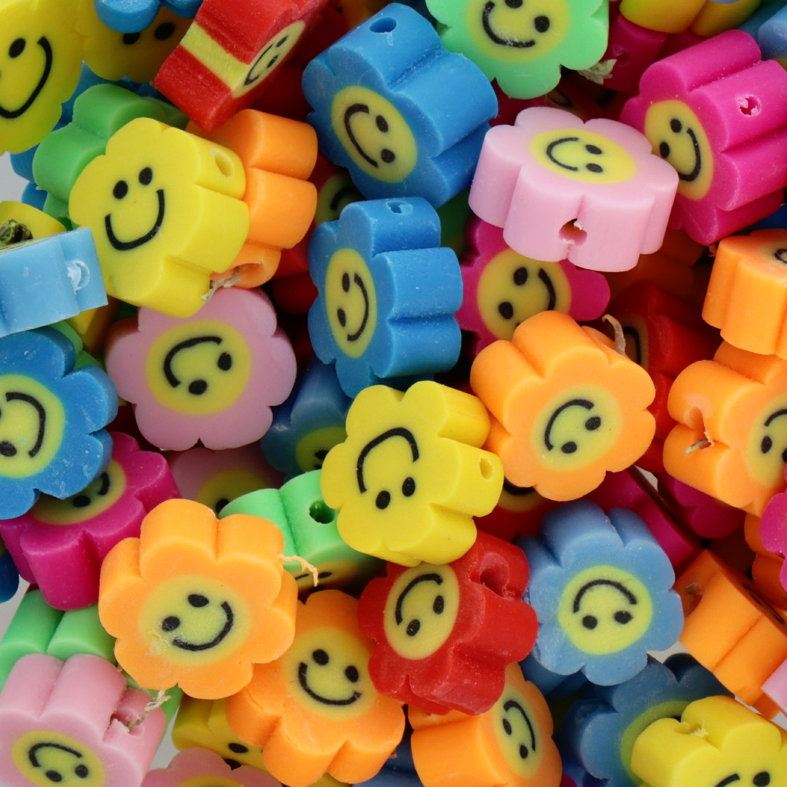 polymer clay beads mix smile flower 10mm | 25pc