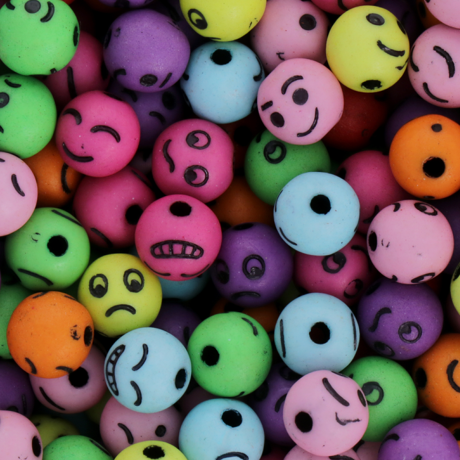 acrylic beads emoticon multicolor round 8mm | 150pc