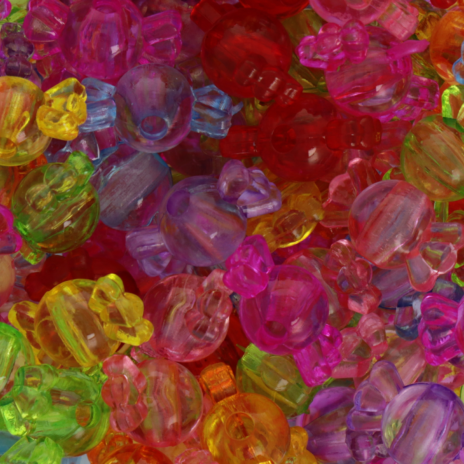 candy acryl beads - trasparent multicolor bon bon 15x8mm - 65pc aprox | 25gr