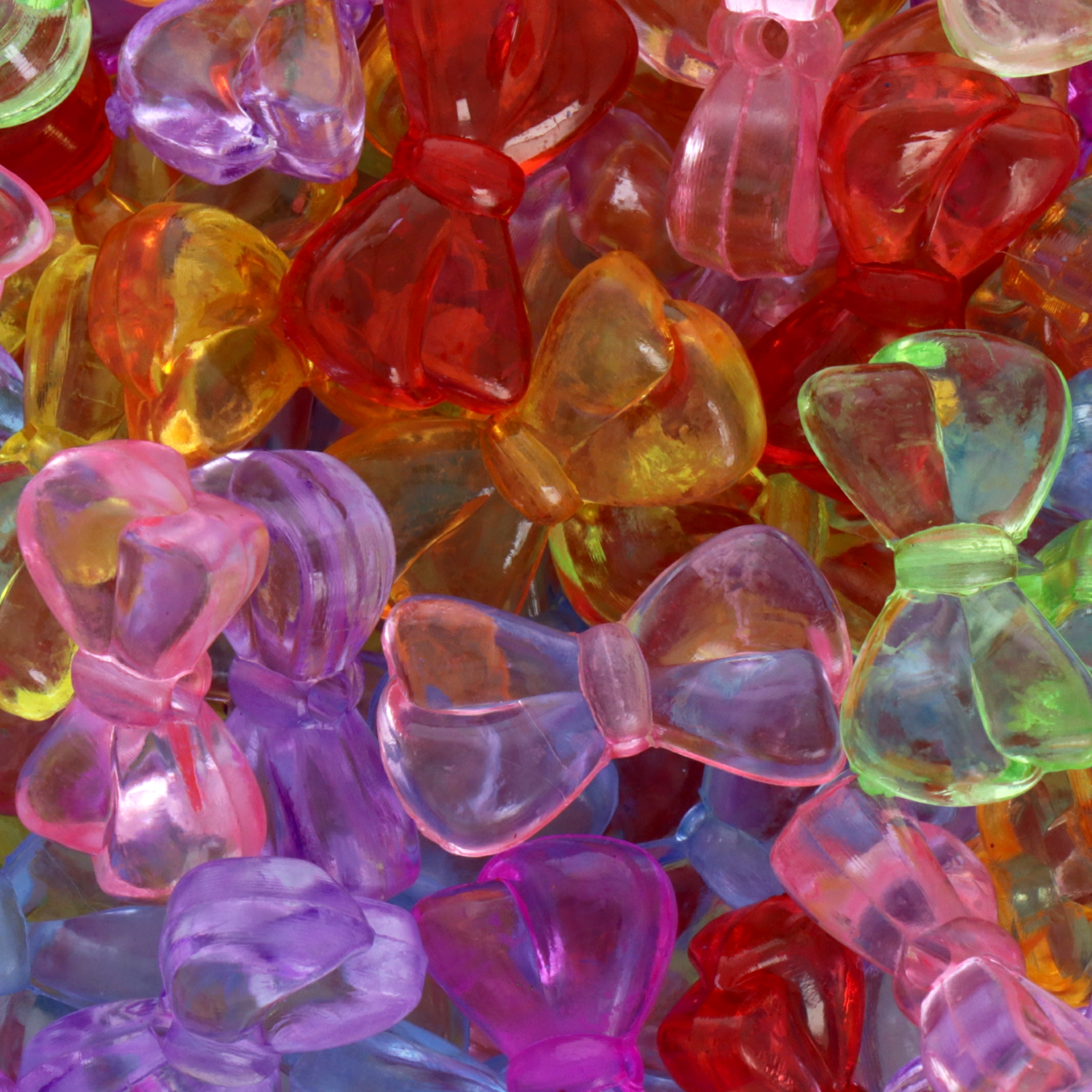 candy acryl beads - trasparent multicolor bow 18x10mm - 35pc aprox | 25gr