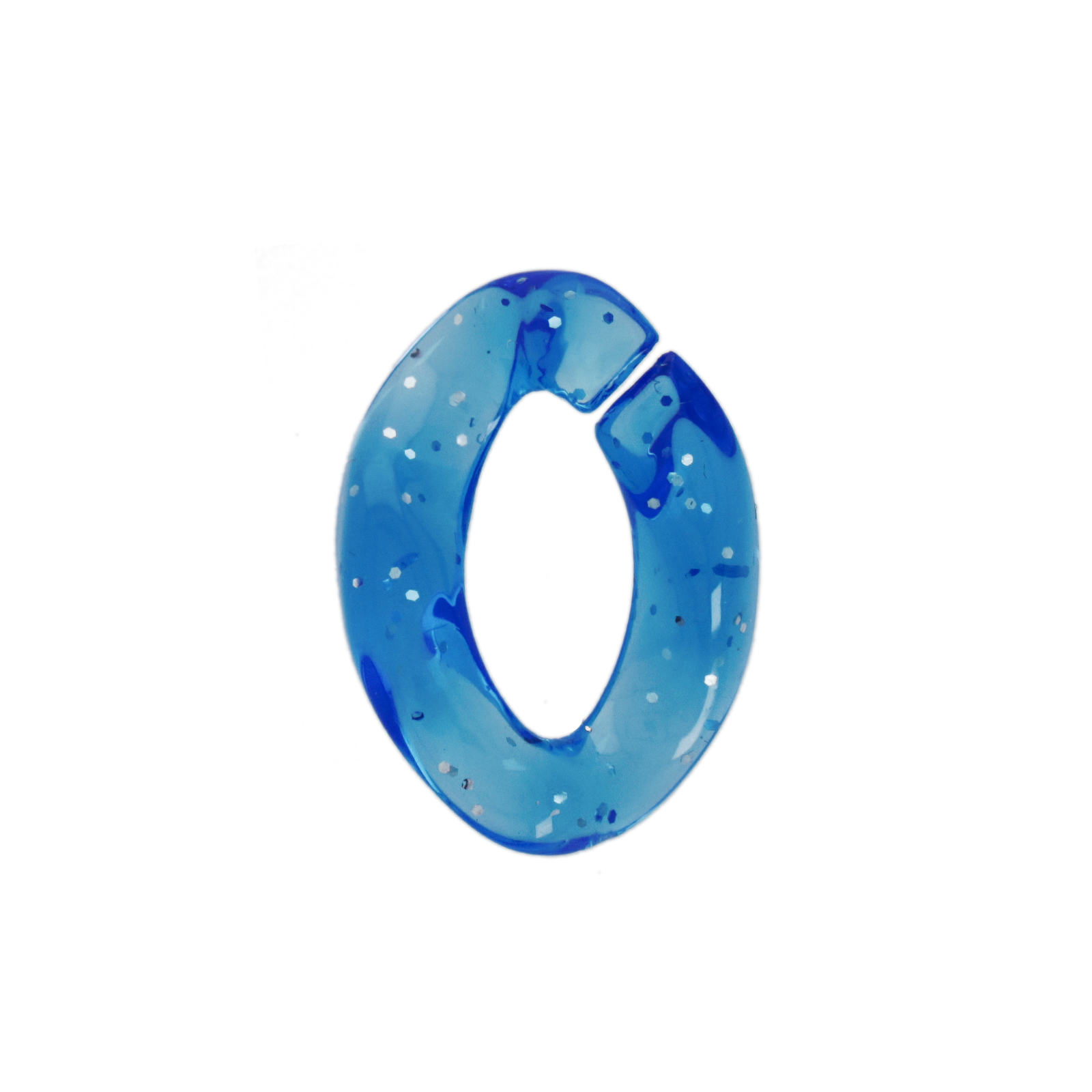 synthetische ovalen blue glitter 23x17mm | 10st