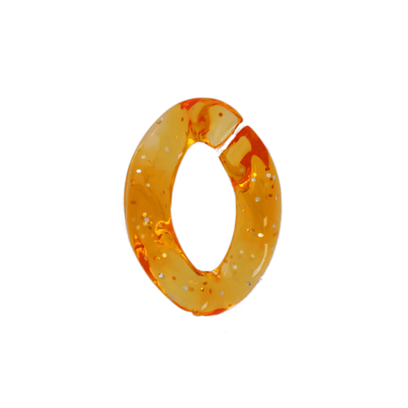 orange glitter acrylic oval link 23x17mm | 10pc