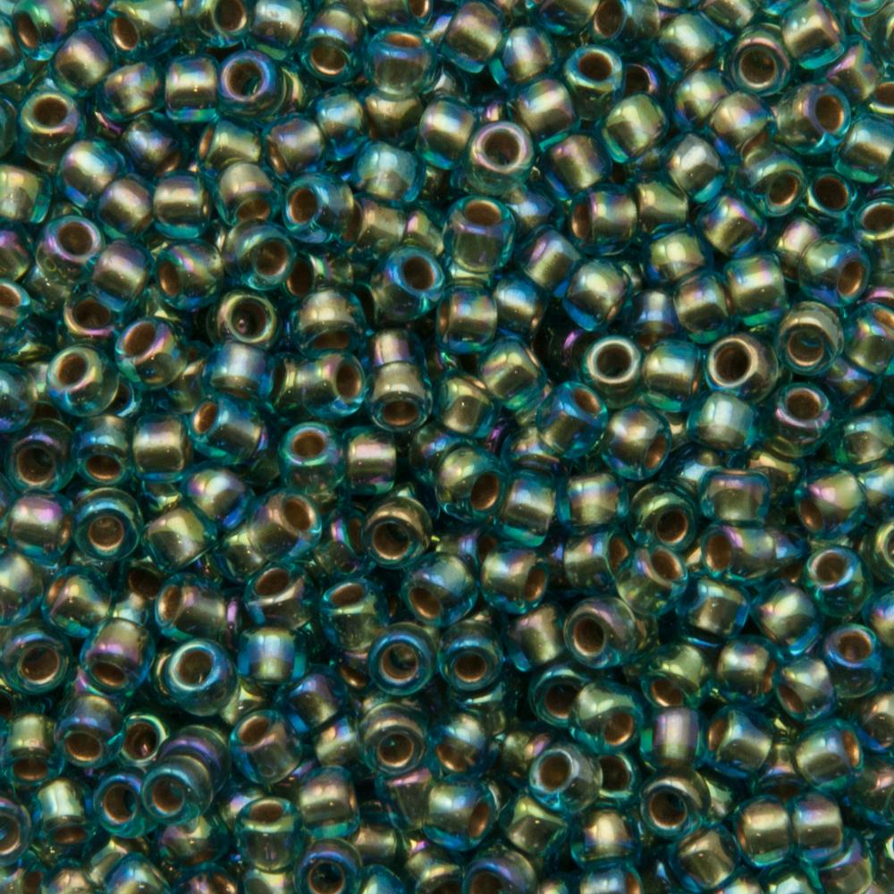 rocaille toho seed beads 8/0 gold-lined rainbow aqua (995) | 10gr