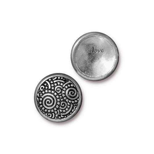 antique silver plated snap cap | 2pc