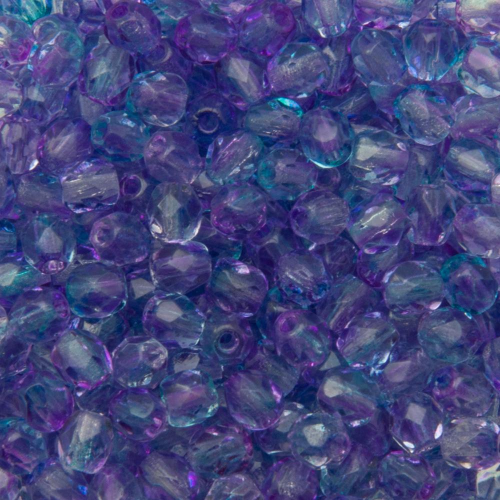 böhmische glasschliffperlen blue zircon/pink 4mm | 50st
