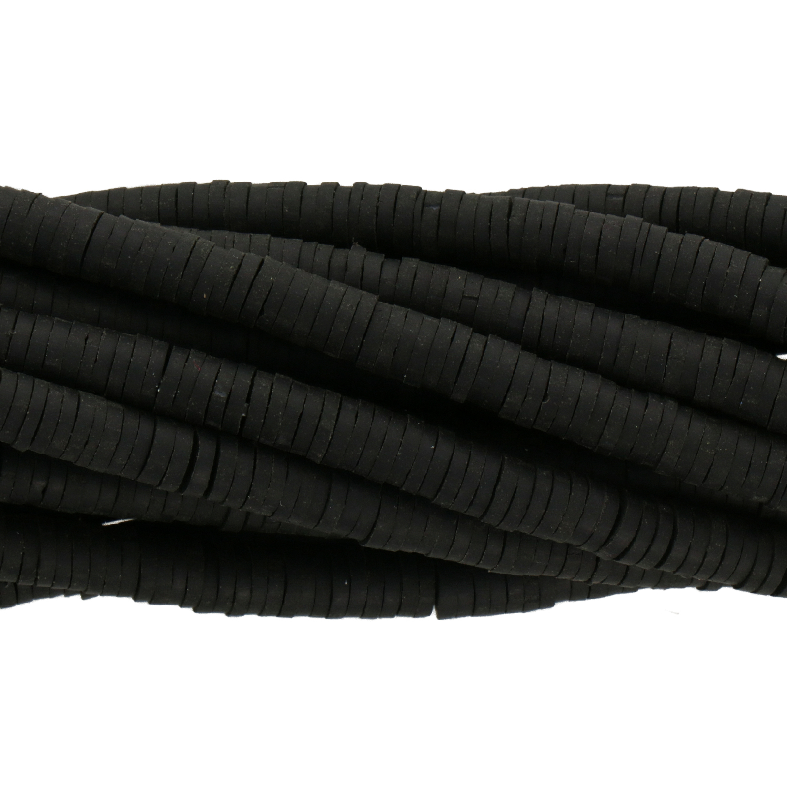 polymer clay heishi beads black 4x1mm | 16-inch strand