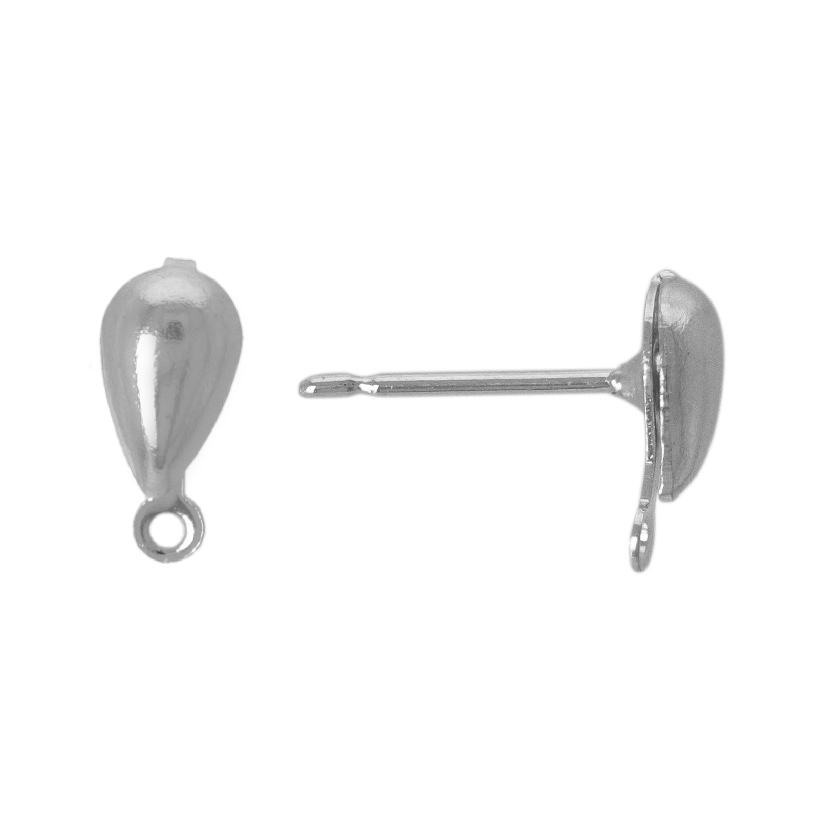 rhodium silver plated drop post earring 8mm | 24pc