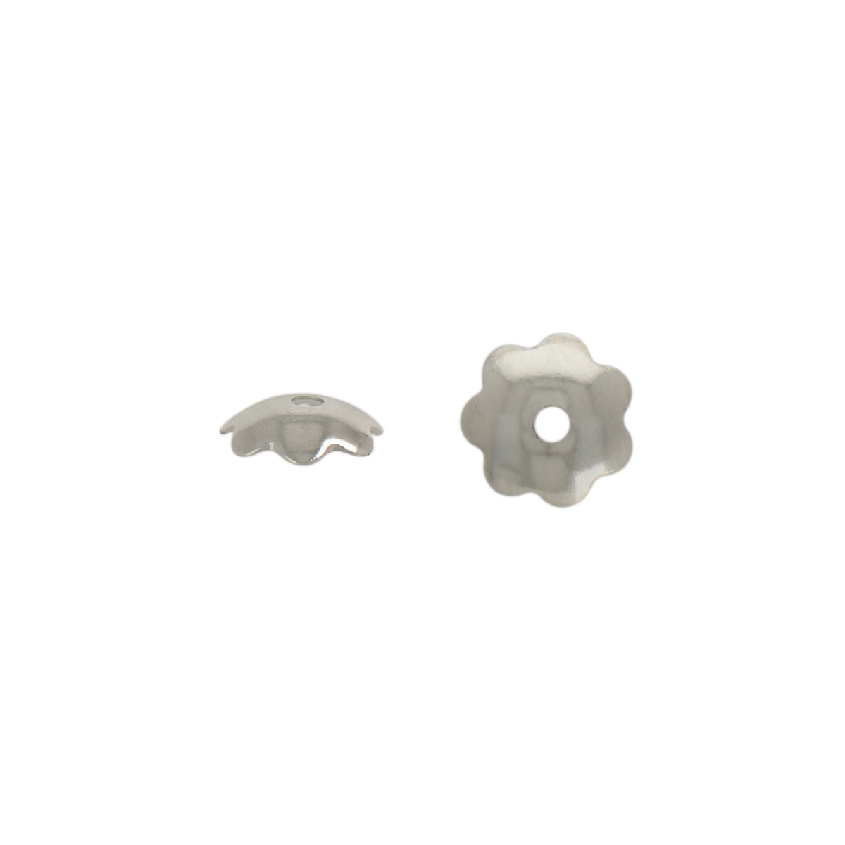 rhodium silver plated flower bead cap 6mm | 144pc