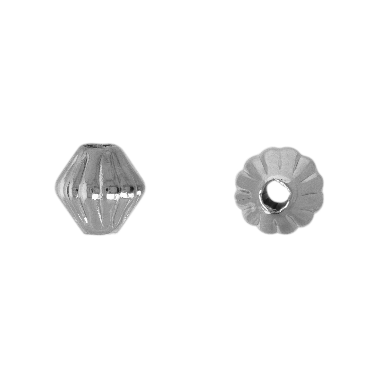 rhodium silver plated spacer bicone bead 6mm | 36pc