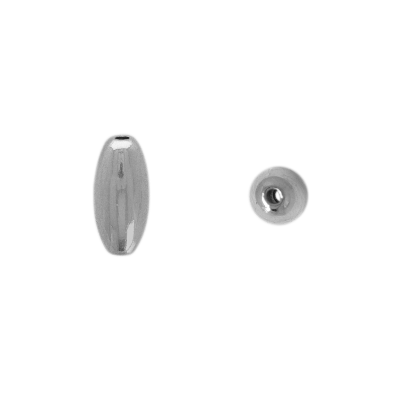 rhodium silver plated spacer olive bead 7,3x3,3mm | 72pc