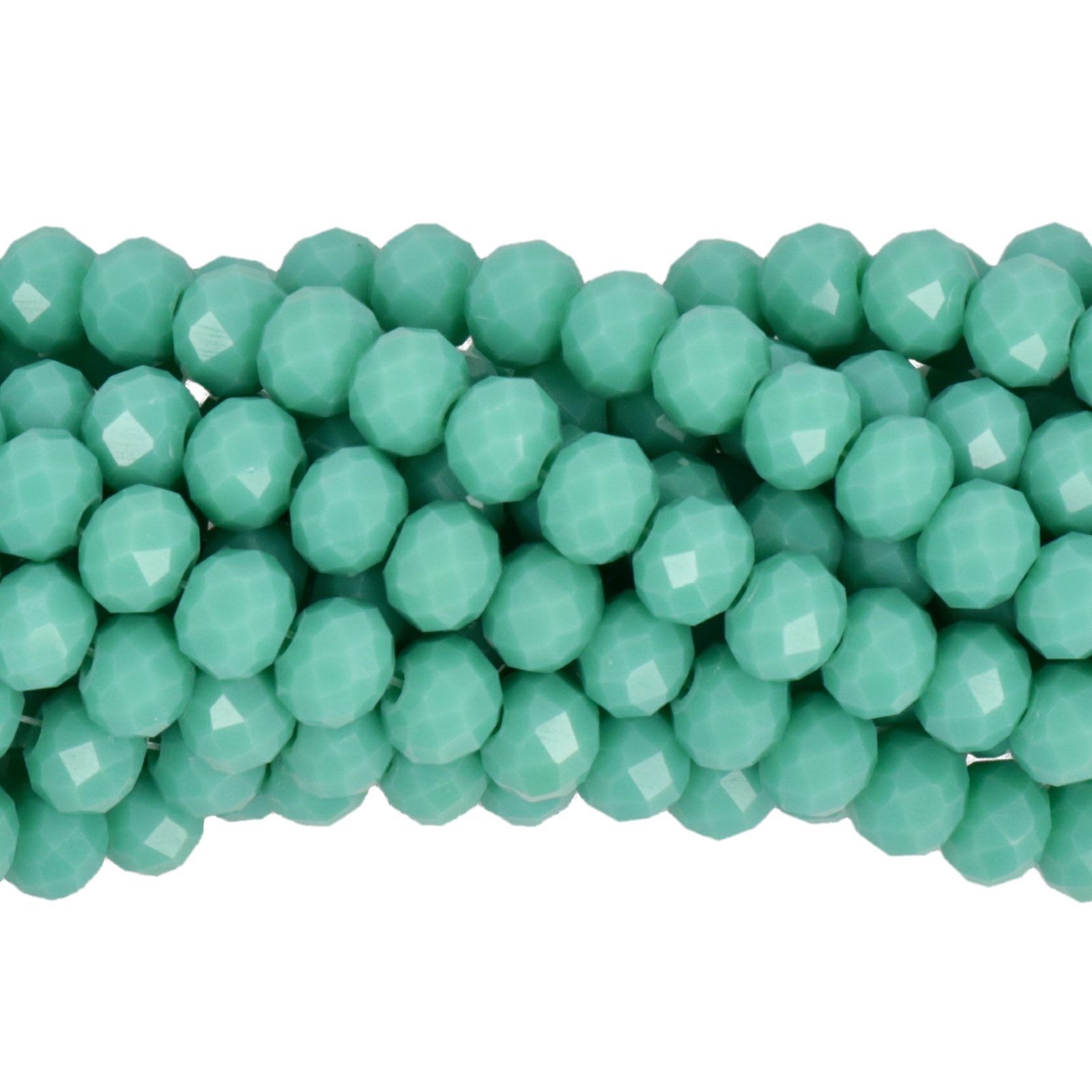 opaque turquoise chinese crystal faceted roundelle 4x3mm | 1 strand