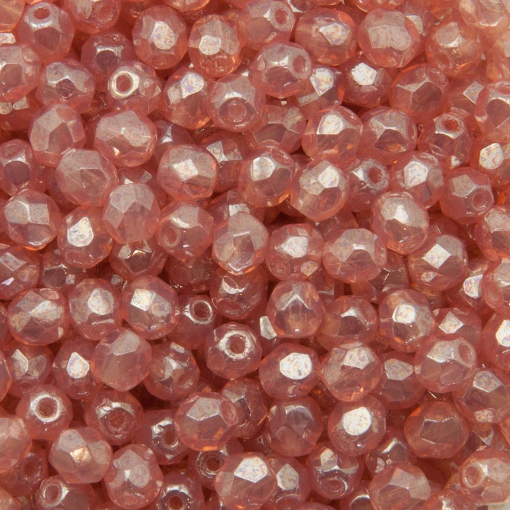 böhmische glasschliffperlen luster milky pink 4mm | 50st