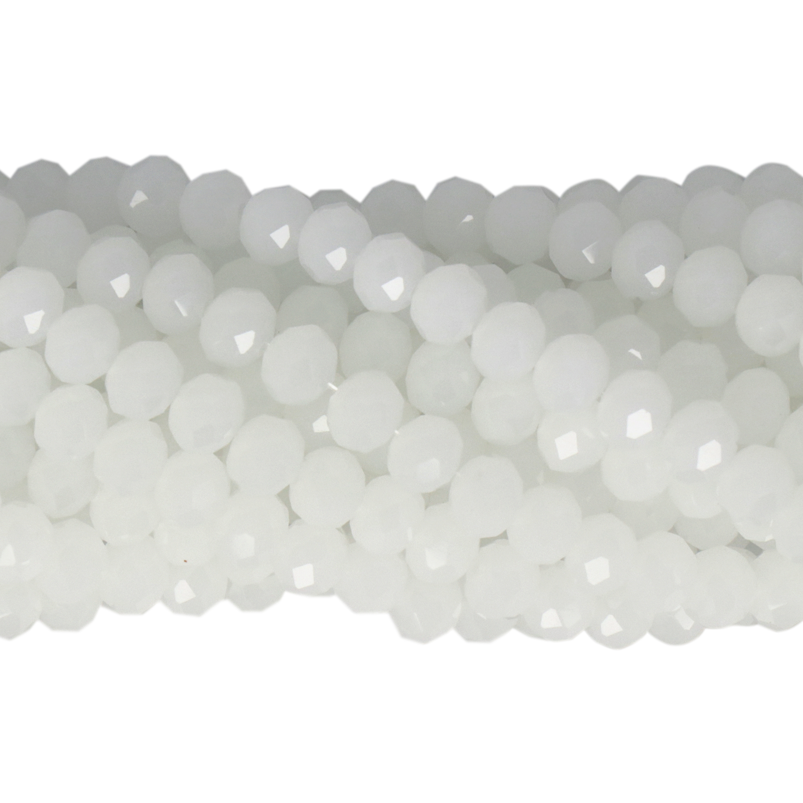 white opal chinese crystal faceted roundelle 4x3mm | 1 strand