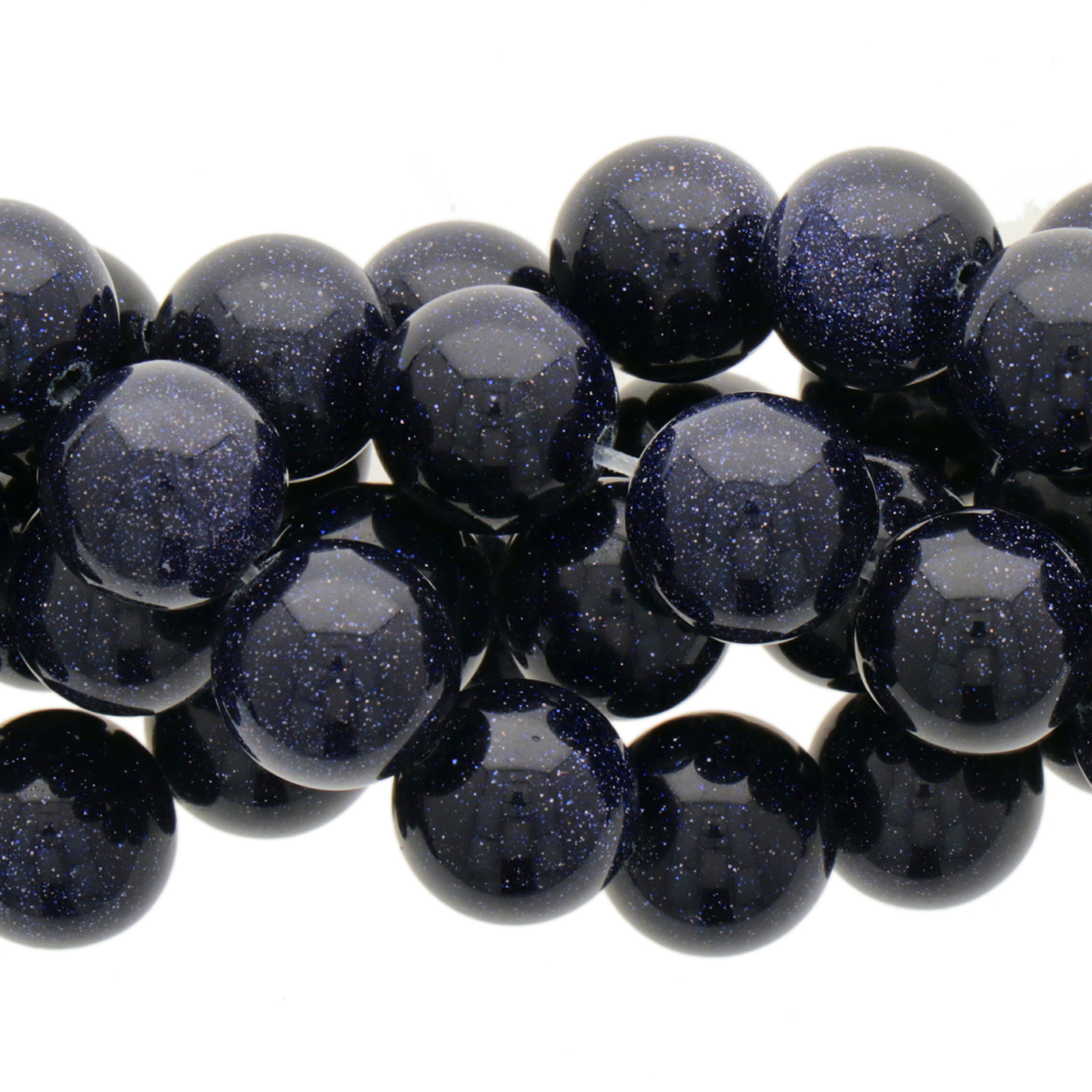 goldstone blue (syntethic) smooth round 12mm | 15/16-inch strand