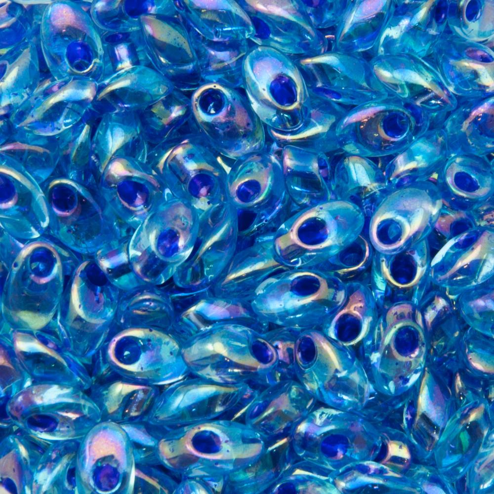 long magatama miyuki 7x4mm cobalt lined aquamarine ab | 10gr