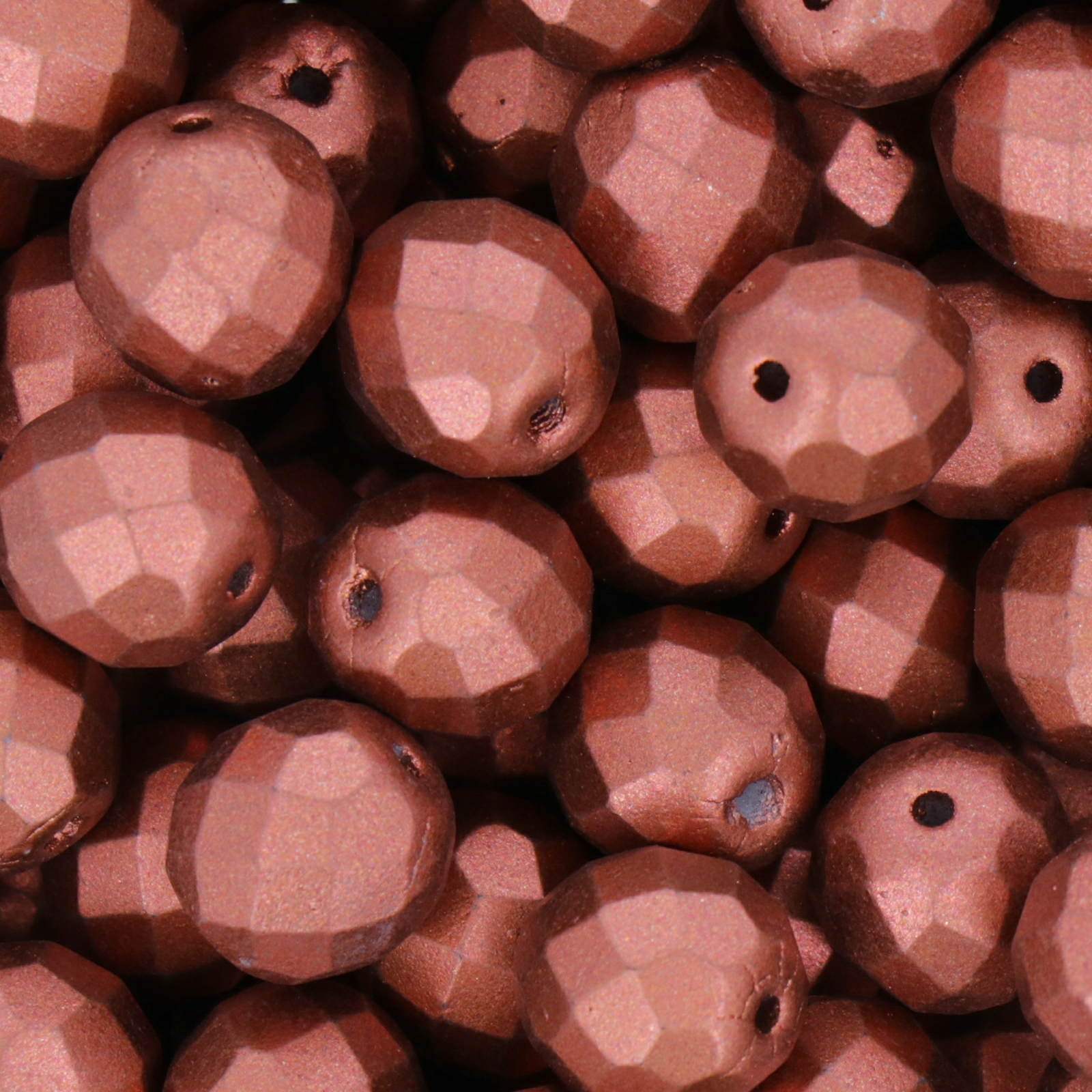 czech fire-polished round beads crystal bronze fire red 10mm | 10pc