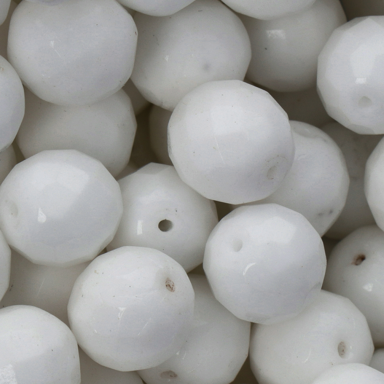 czech fire-polished round beads opaque white 12mm | 5pc