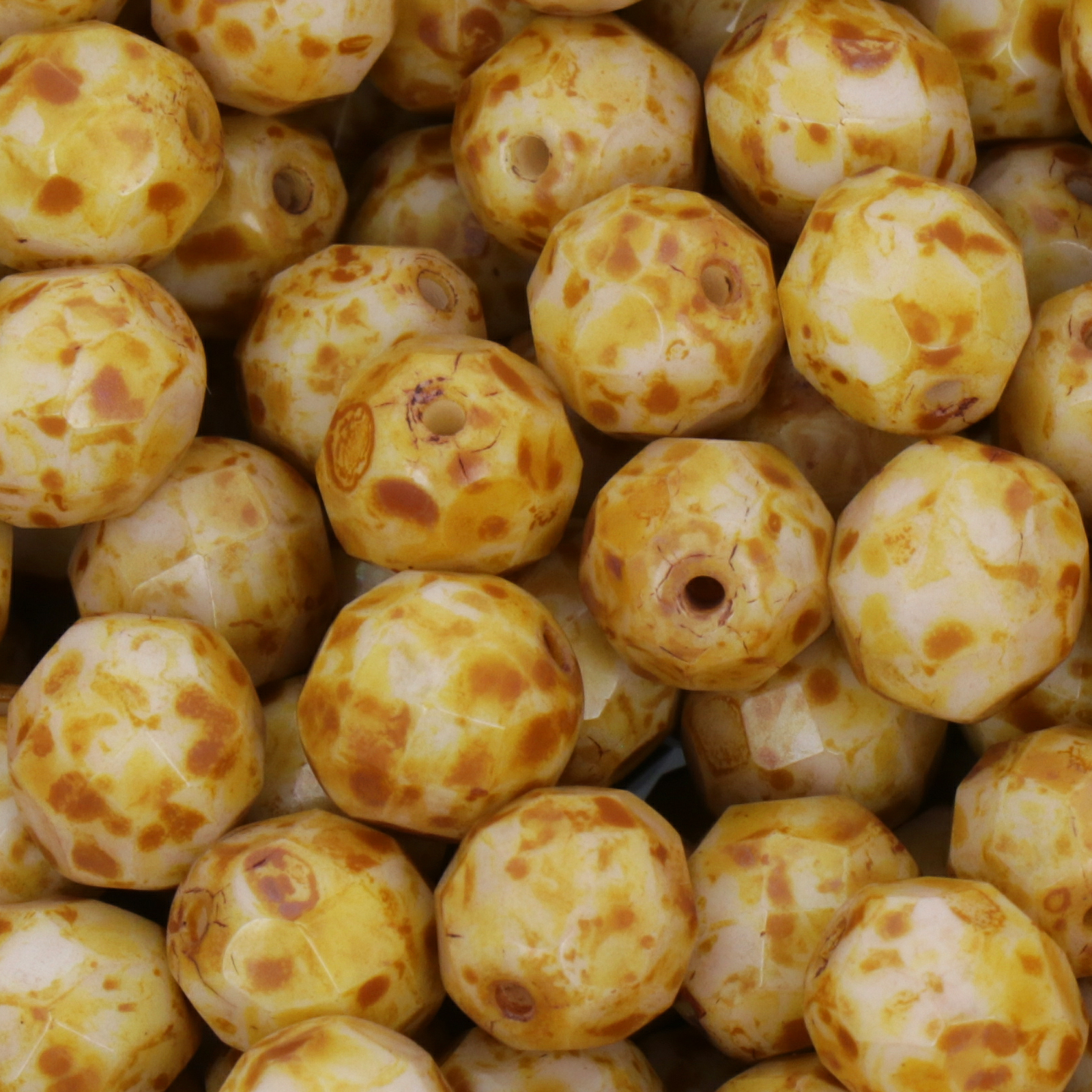 czech fire-polished round beads white travertin 8mm | 25pc