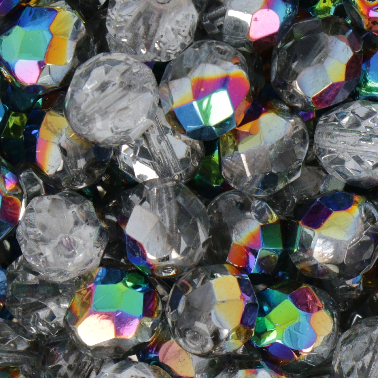 czech fire-polished round beads crystal vitrail 8mm | 25pc