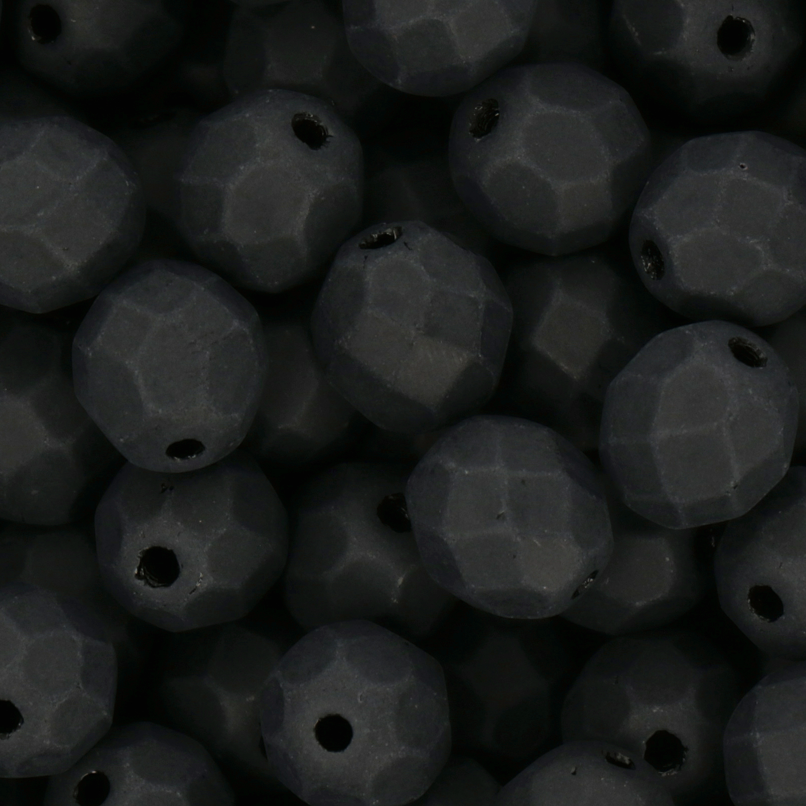 czech fire-polished round beads jet matte 8mm | 25pc