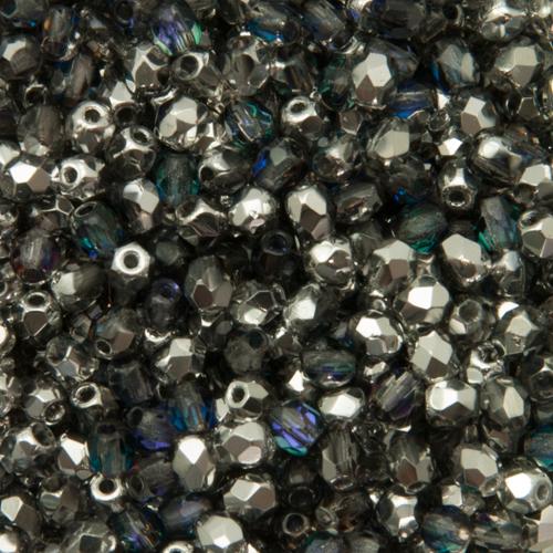 czech fire-polished round beads - crystal heliotrope 3mm | 50pc