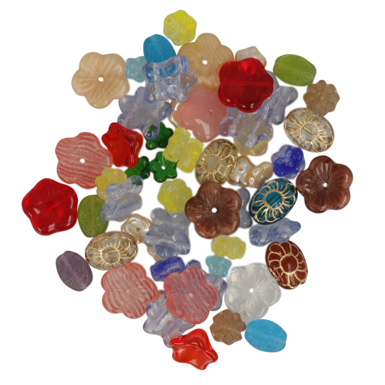 czech glass beads - flowers mix | 50gr