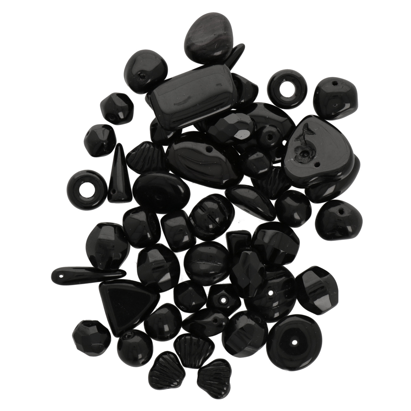 czech glass beads - black mix | 50gr