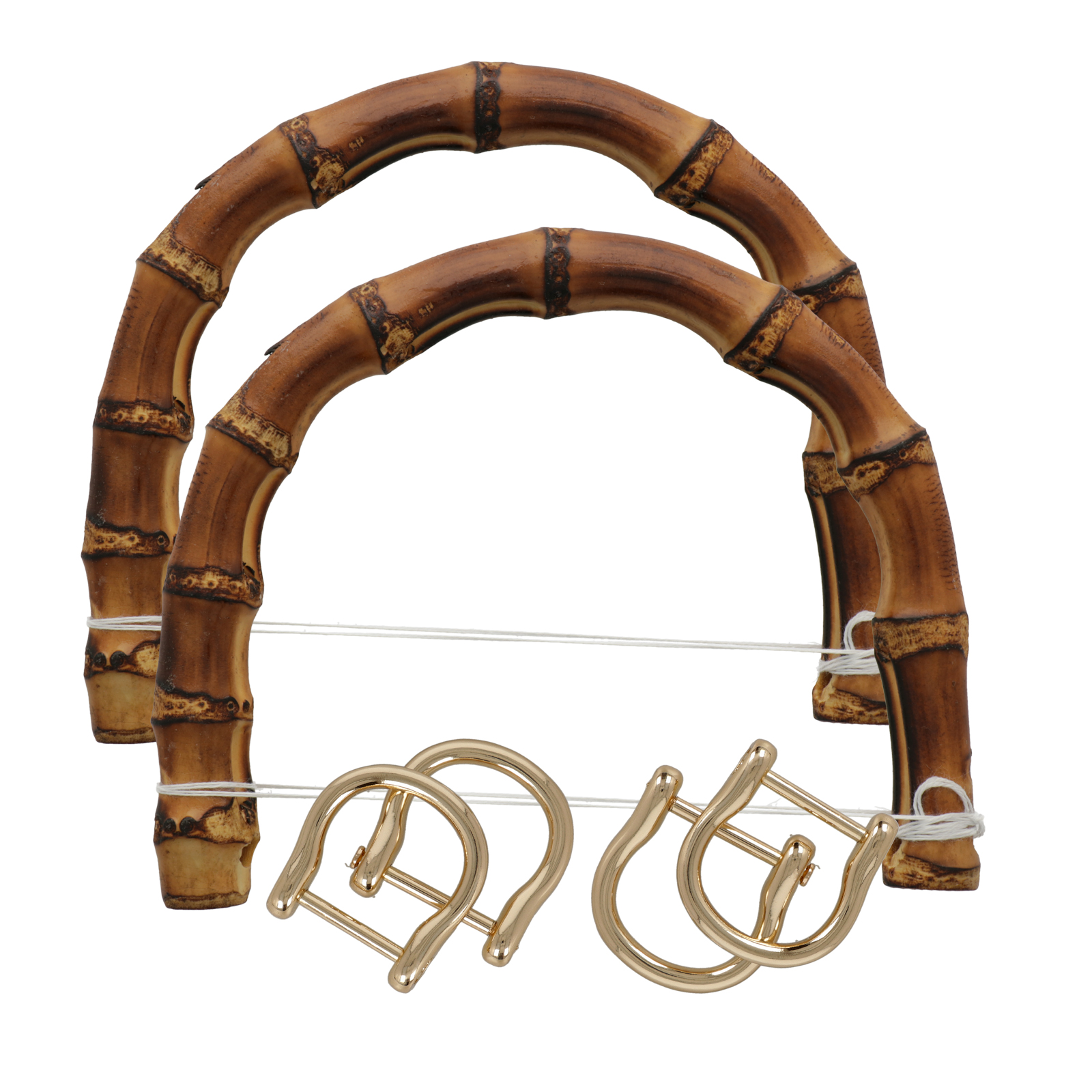 bamboo bridge bag handle 15x10cm - gold | 2pc