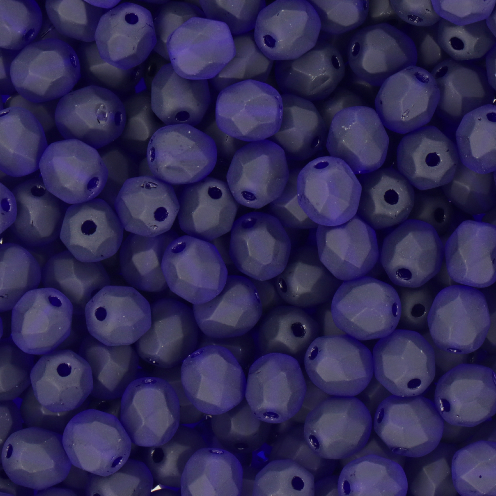 czech fire-polished round beads - matte cobalt 6mm | 25pc