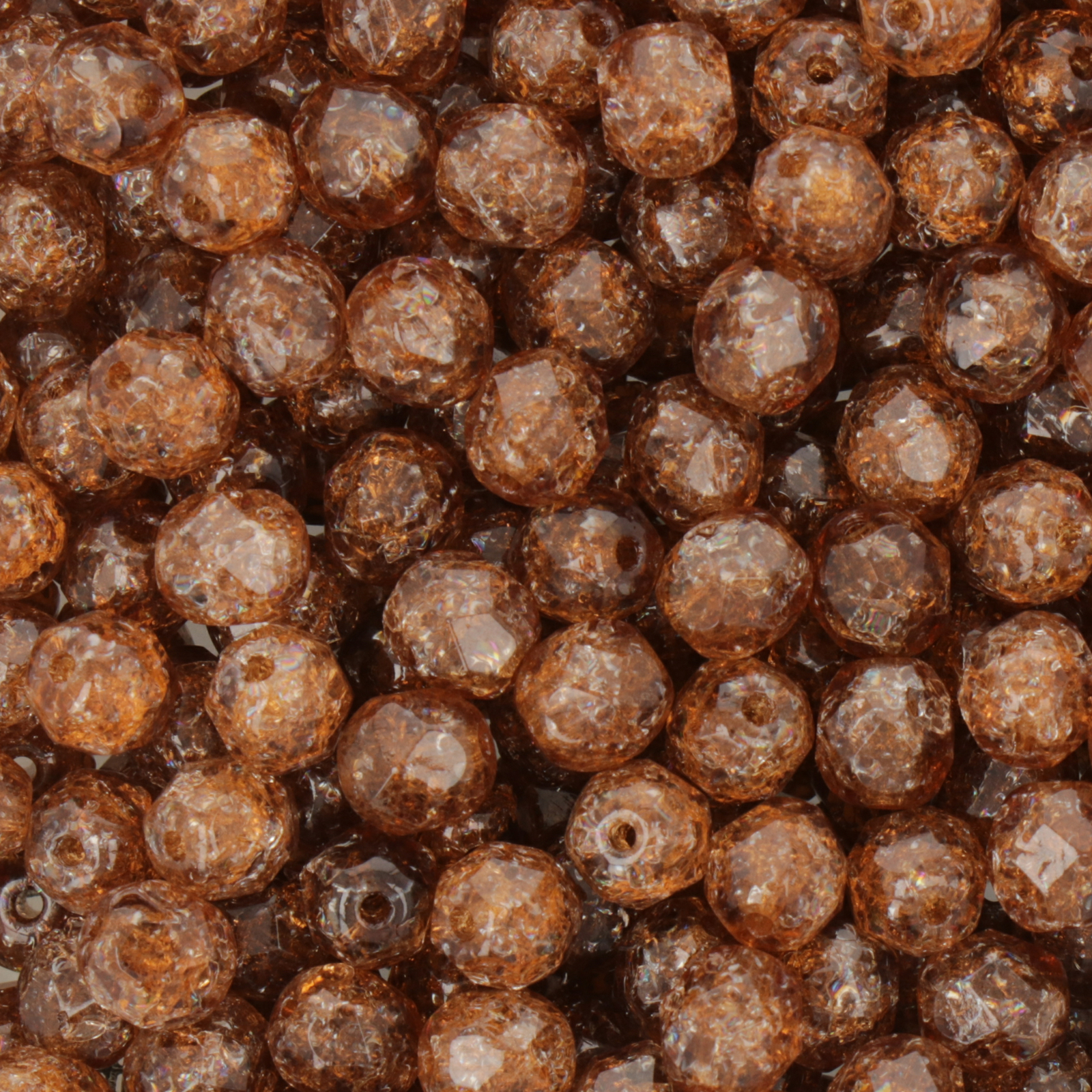 böhmische glasschliffperlen brown crackled 6mm | 25st