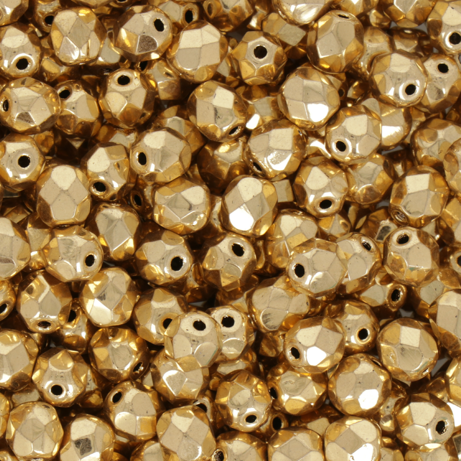 czech fire-polished round beads - 24kt gold plated 6mm | 25pc