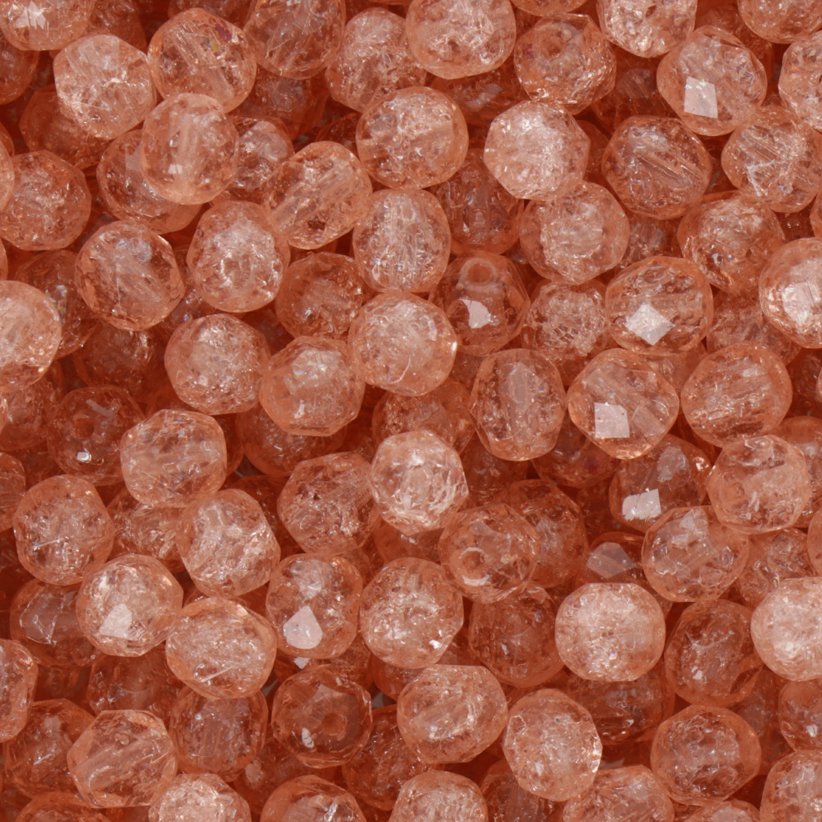 czech fire-polished round beads - rosaline crackled 6mm | 25pc