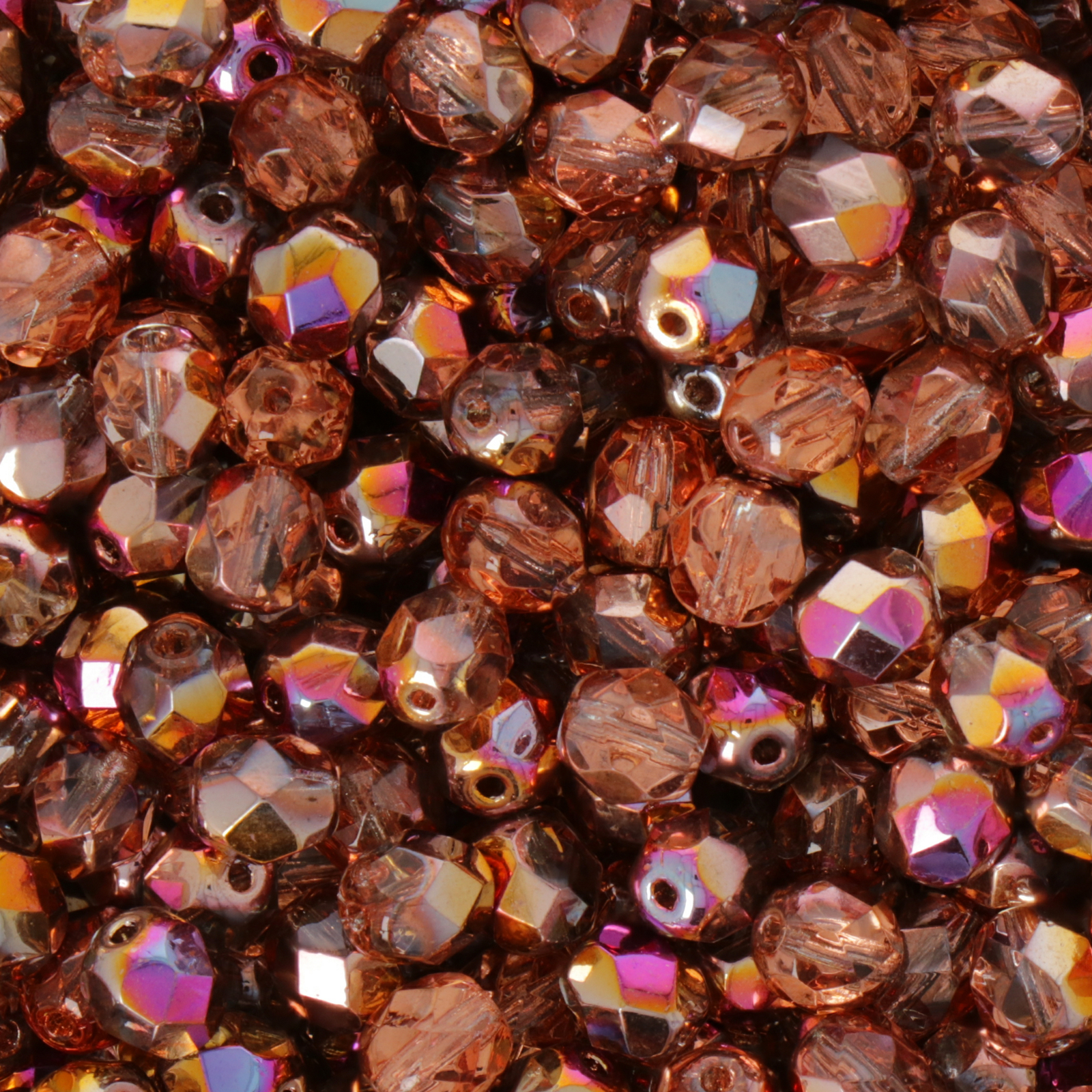 czech fire-polished round beads - crystal sunset 6mm | 25pc