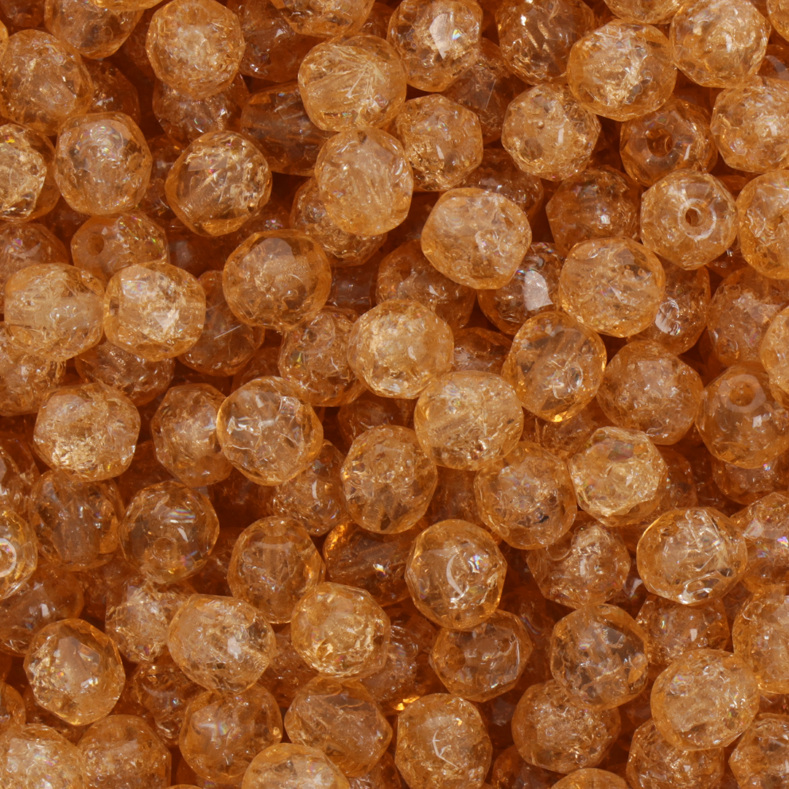 czech fire-polished round beads - peach crackled 6mm | 25pc