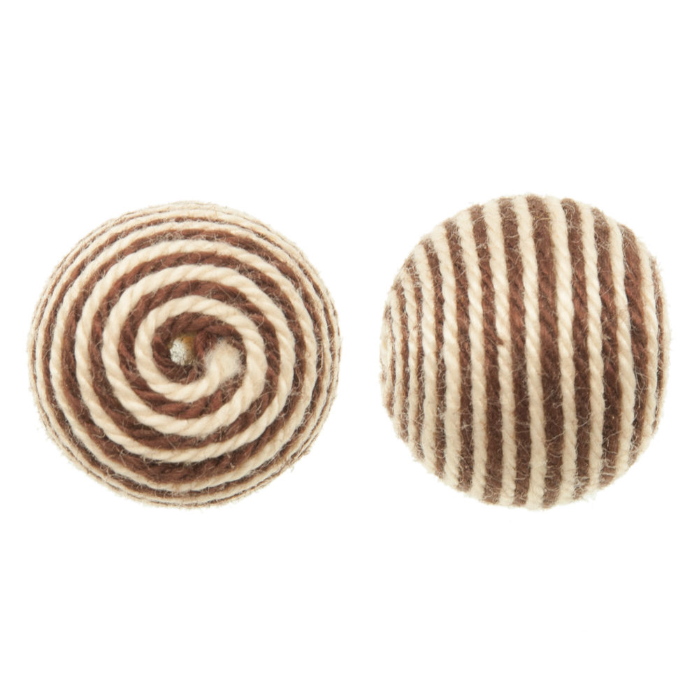 wood beads cotton coated - brown swirl - round 16mm | 4pc
