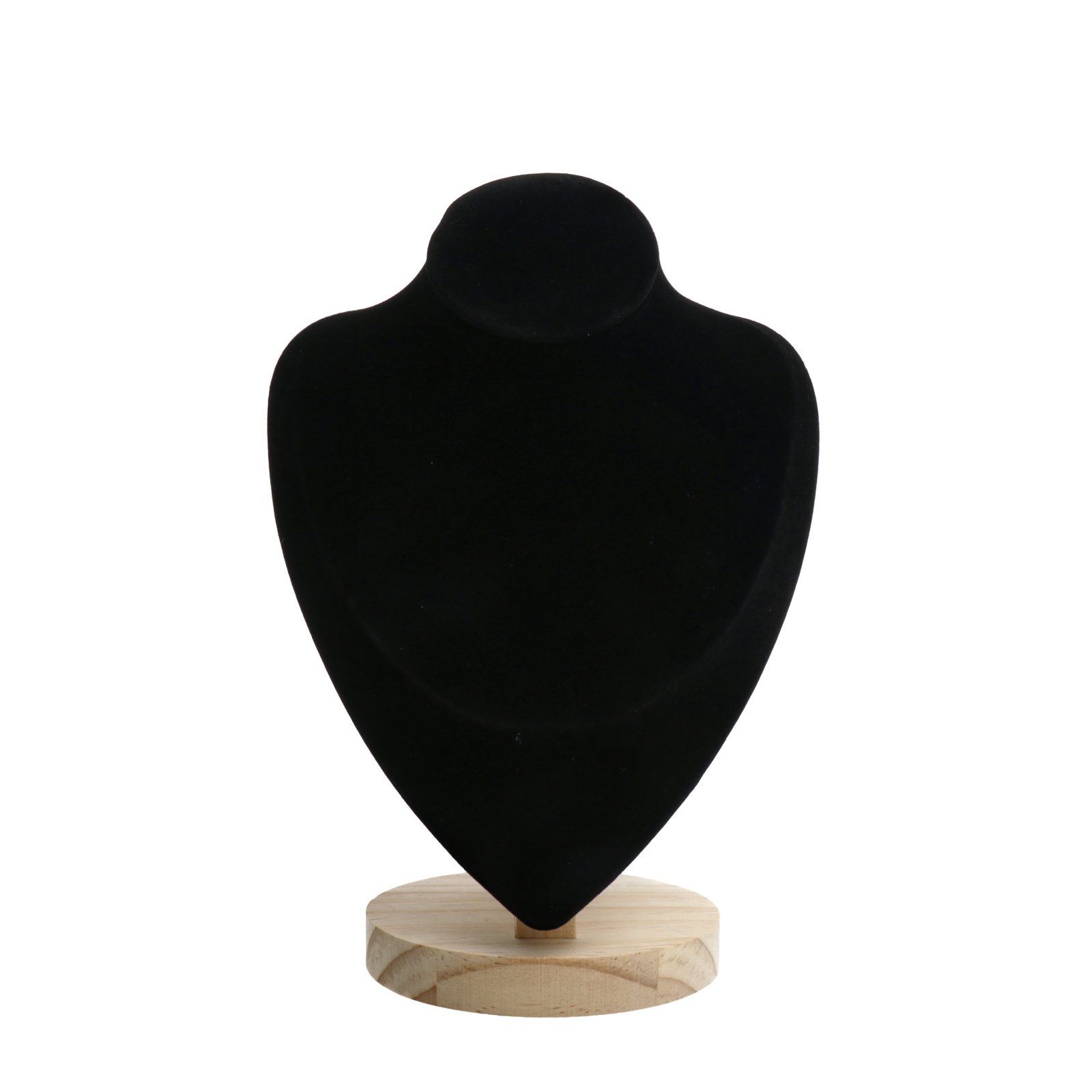 necklace display - black flocked velvet with wood base - 22x16cm | 1pc