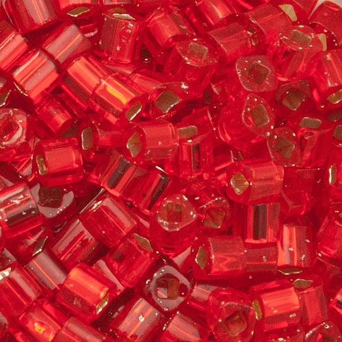 cube toho beads 4mm - silver-lined siam ruby (25b) | 10gr