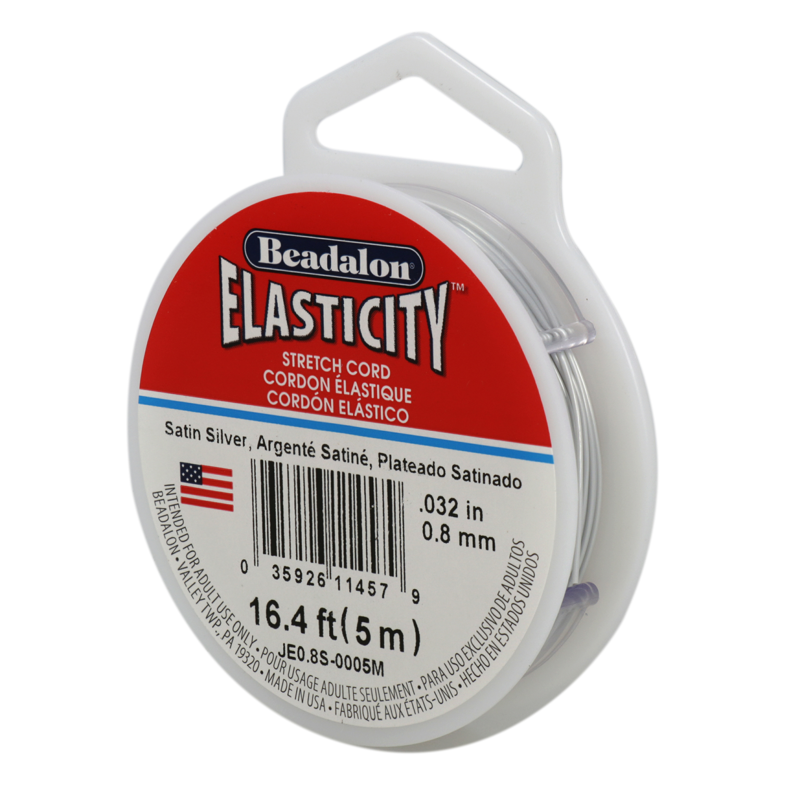 elasticity elastic cord satin silver - diameter 0,8mm - 5mt spool | 1pc