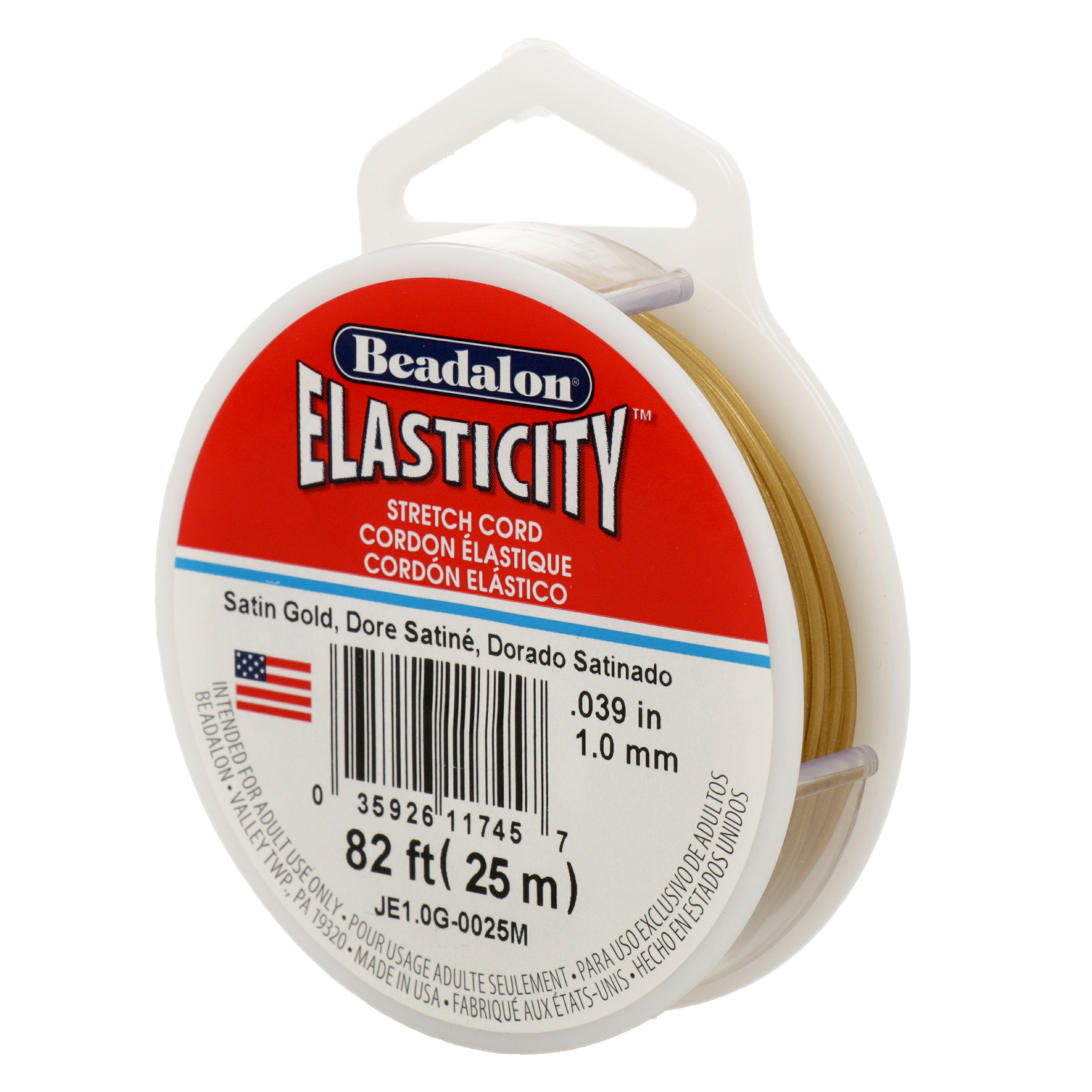 elasticity elastic cord satin gold - diameter 1mm - 25mt spool | 1pc