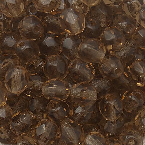 böhmische glasschliffperlen light smoky topaz 6mm | 25st
