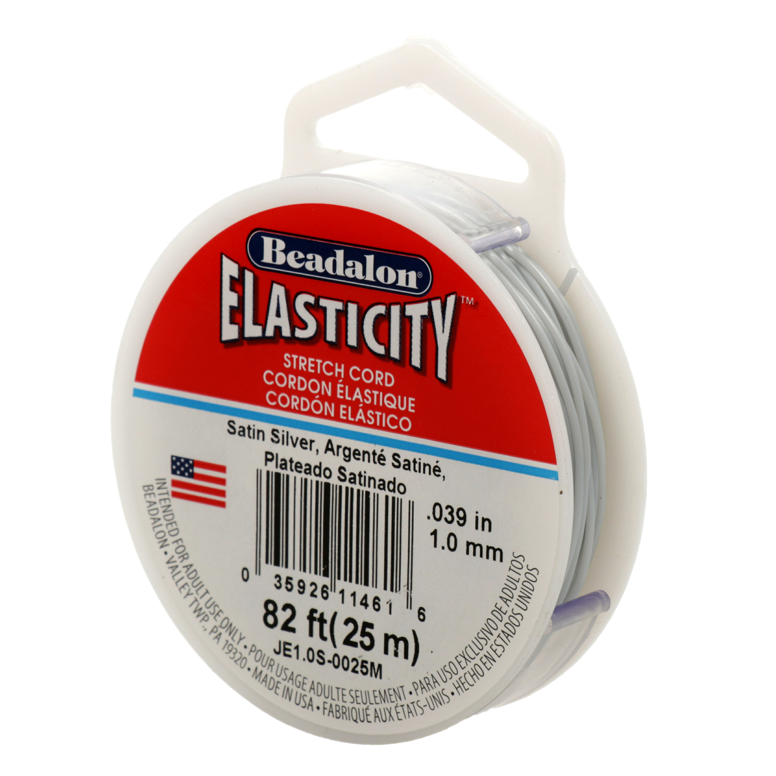 elasticity elastic cord satin silver - diameter 1mm - 25mt spool | 1pc