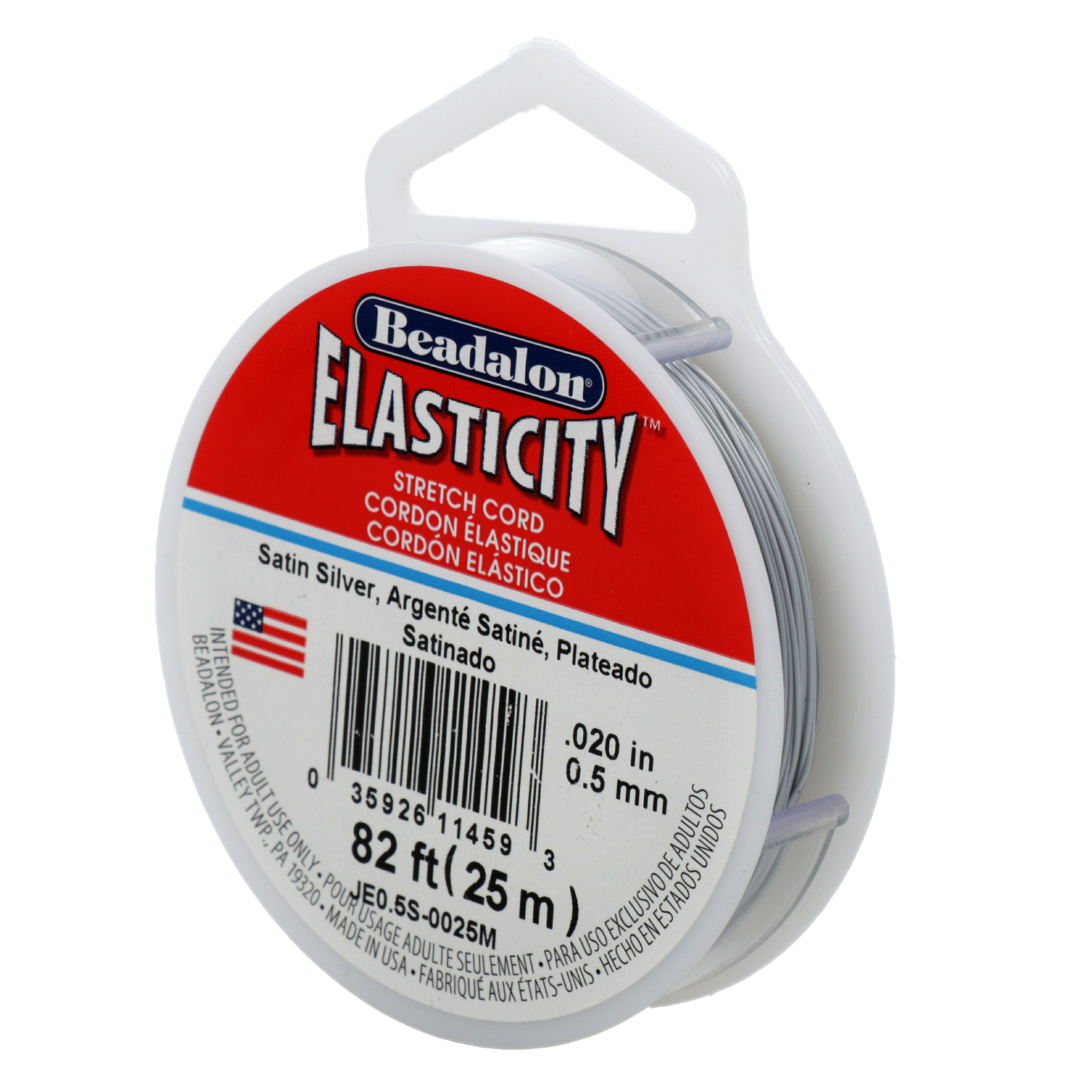 elasticity elastic cord satin silver - diameter 0,5mm - 25mt spool | 1pc