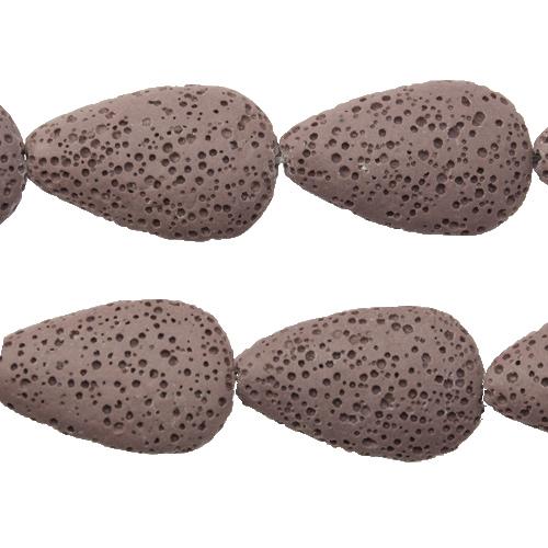 purple lava stone pear 33x20mm | 15/16-inch strand