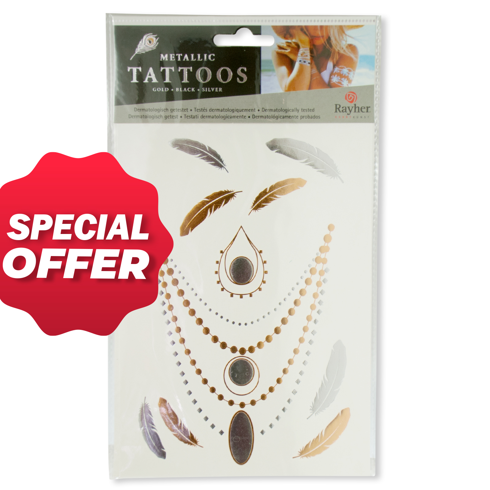 jewlery art tatoo - feathers temporary tatoo | 1pc