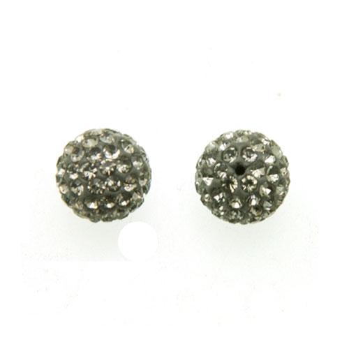 pave' beads - black diamond half-drilled round 6mm | 1pc