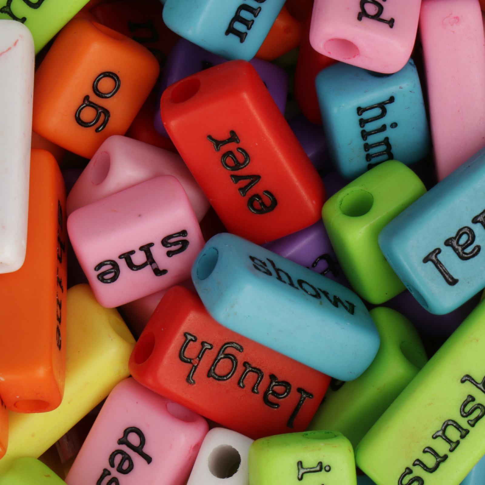 acrylic beads black mixed words multicolor rectangle | 25pc