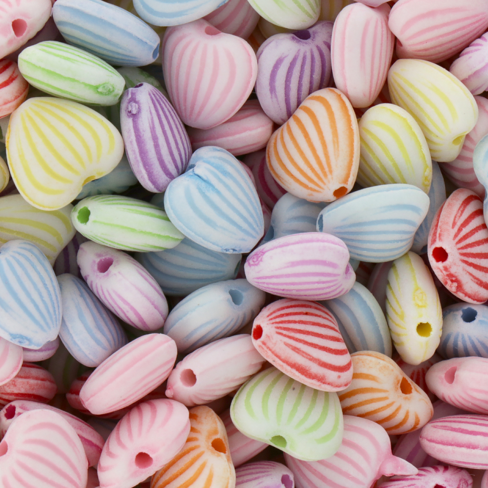 candy acryl beads - pastel multicolor heart 10x5mm - 62pc aprox. | 25gr