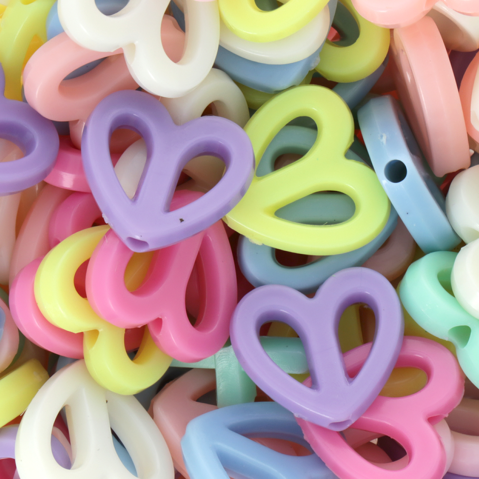 candy acryl beads - pastel multicolor heart 17x15mm - 45pc aprox. | 25gr
