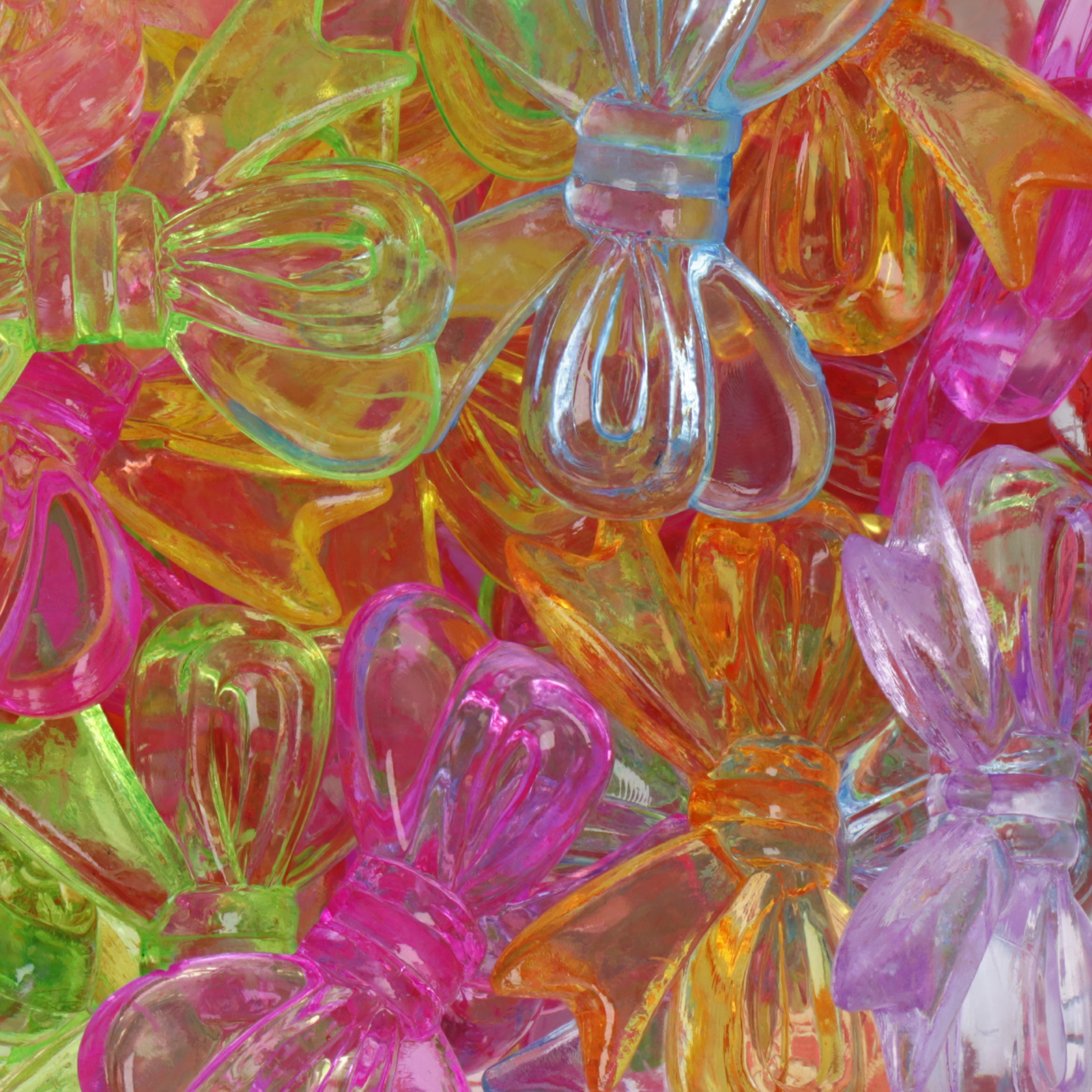 candy acryl beads - transparent multicolor bow 30x25mm - 18pc aprox. | 25gr